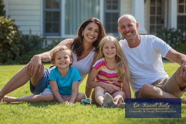 Happy Orange, CA family showing healthy smiles after preventive care with Dr. Russell Kelly