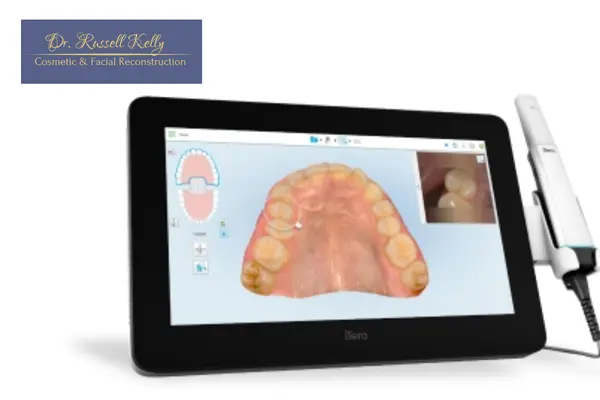 Patient in Orange, CA receiving a comfortable digital dental scan with no impression trays